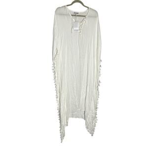 Walter Baker Ivory Acapulco Kaftan Fringe Swimsuit Coverup One Size